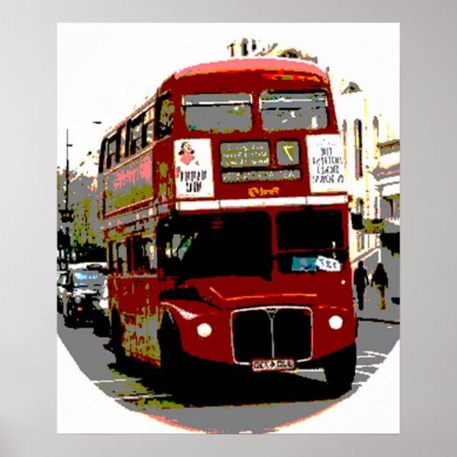Pop Art Red London Bus Poster (Front)