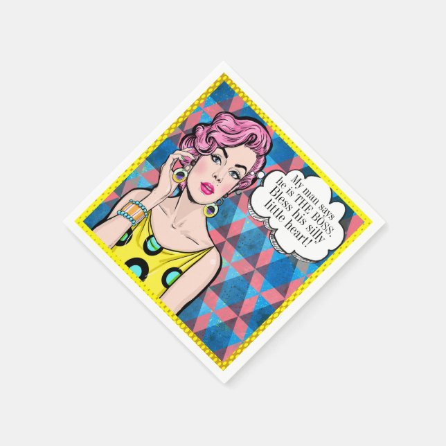 Pop Art Relatioship Humour Cocktail Napkin (Corner)