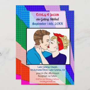 Pop Art Retro Couple Wedding Invitation