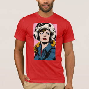Pop Art Retro Femme en Casque Graphic T-Shirt