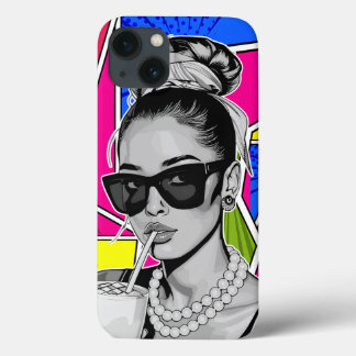 Pop Art Retrô Mulher Fashion Preto e Branco  iPhone 13 Case