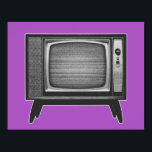 Pop Art Retro Television Set Poster<br><div class="desc">Nearly every family had one of these boxy and large television sets in the living room. The Retro Television Set graphic gives the old school TV set the pop art treatment. The entire image is in three shades of grey. The screen of the television is broadcasting the static noise which...</div>