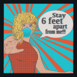 Pop art retro woman in face mask faux canvas print<br><div class="desc">Pop art retro woman in face mask</div>