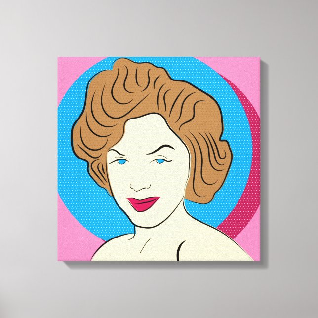POP ART RETRO WOMAN STRETCHED CANVAS ART PRINT (Front)
