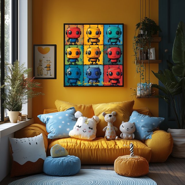 Pop Art Robot Grid Colourful Wall Art (Creator Uploaded)