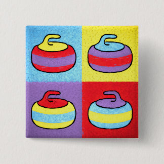 Pop Art Rocks Curling Design 2 Inch Square Button