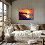 Pop Art Running at Sunset  – Beach Jogger Art Poster<br><div class="desc">This vibrant pop art scene captures the joy of running along the beach at sunset, featuring bold colours that evoke a sense of freedom and tranquillity. Perfect for running enthusiasts and anyone inspired by sunsets and seaside views, this artwork is a celebration of motion and nature. Customize the horizon with...</div>