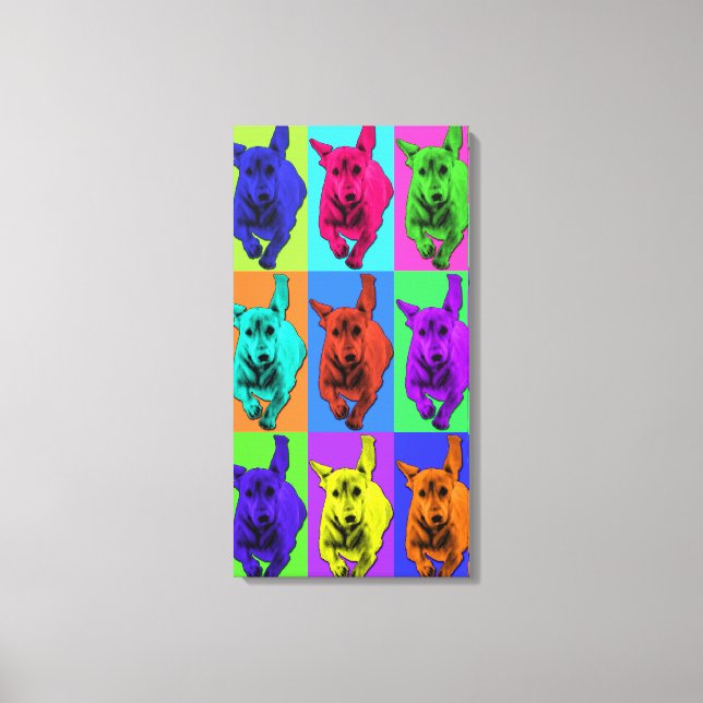 Pop Art Running Dachshund Ears Flapping Canvas Print (Front)