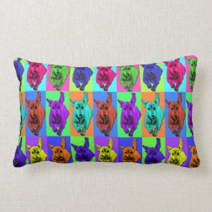 Pop Art Running Dachshund Ears Flapping Lumbar Pillow