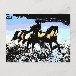 Pop Art Running Horses Postcard