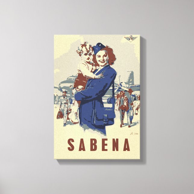 Pop art Sabena Ex Belgian Airlines Canvas Print (Front)