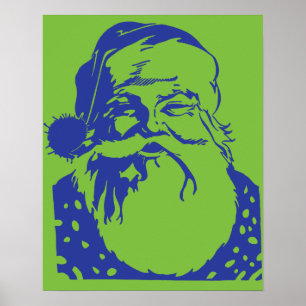 Pop art Santa green blue Poster