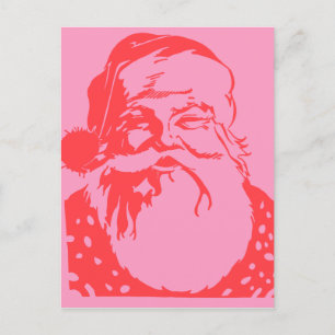 Pop art Santa pink red Postcard