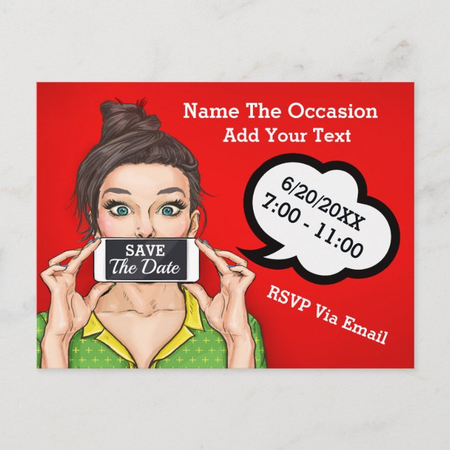 Pop Art - Save The Date Post Card - See Back (Front)