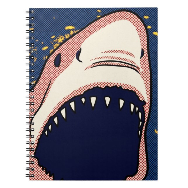Pop Art Shark Jaw Halftone Comic Panel Notebook (Front)
