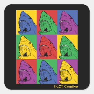 Pop Art Shark Square Sticker