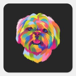 Pop Art Shih Tzu Cute Puppy Owner Square Sticker