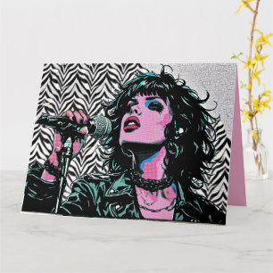 Pop Art Singer Halftone Punk Rocker Music Lovers Card