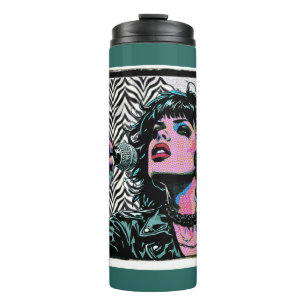 Pop Art Singer Halftone Punk Rocker Music Lovers Thermal Tumbler