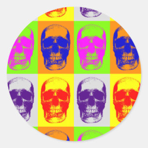 Pop Art Skull Classic Round Sticker