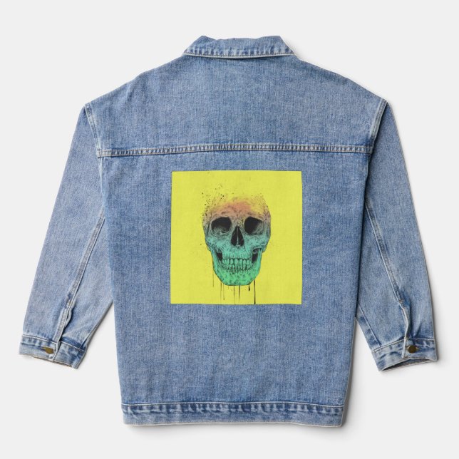 Pop art skull denim jacket (Back)