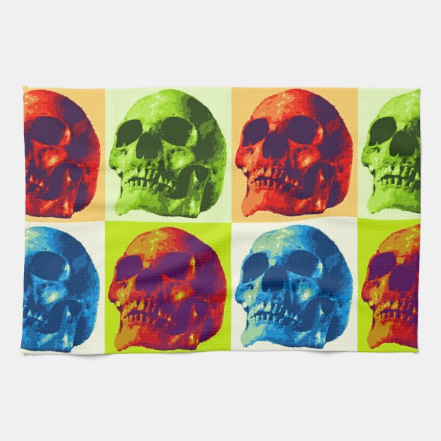 Pop Art Skull Kitchen Towel (Horizontal)