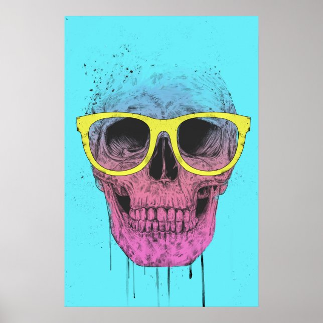 Pop art skull with glasses poster (Front)