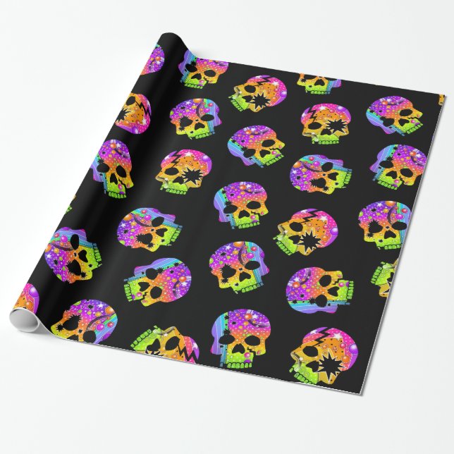 POP ART SKULLS WRAPPING PAPER (Unrolled)