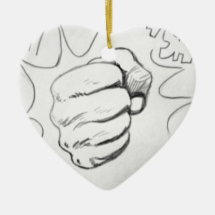 Pop Art Smash Punch Pencil Sketch Ceramic Ornament