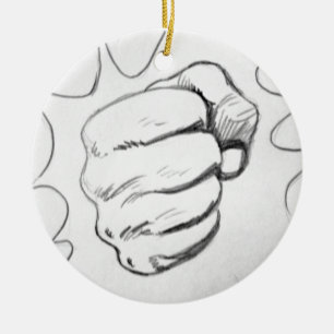 Pop Art Smash Punch Pencil Sketch Ceramic Ornament