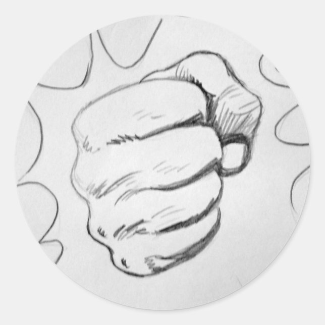Pop Art Smash Punch Pencil Sketch Classic Round Sticker (Front)