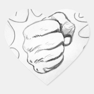 Pop Art Smash Punch Pencil Sketch Heart Sticker