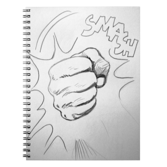 Pop Art Smash Punch Pencil Sketch Notebook (Front)