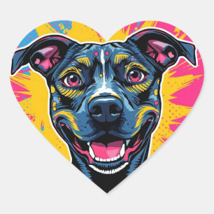 Pop Art Smile – The Power of a Happy Dog Heart Sticker