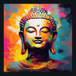Pop Art Smiling Buddha bust Poster<br><div class="desc">Abstract,  pop art smiling Buddha bust art</div>