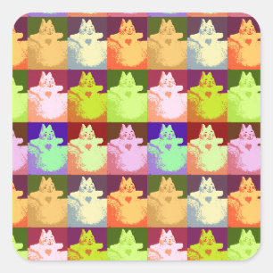 Pop Art Snow Kitty Square Sticker