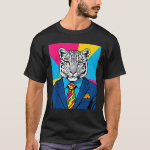 Pop Art Snow Leopard in Business Suit  T-Shirt