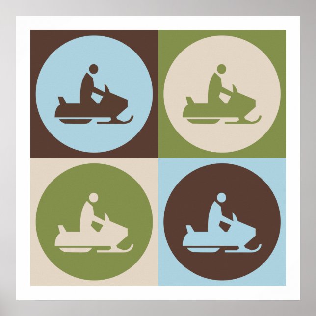 Pop Art Snowmobiling Poster (Front)