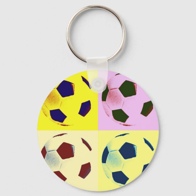 Pop Art Soccer Balls Keychain (Front)