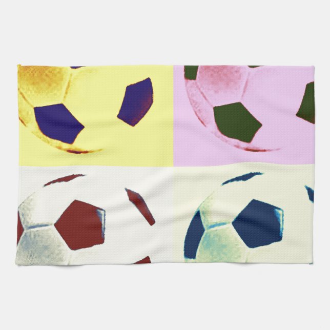Pop Art Soccer Balls Kitchen Towel (Horizontal)