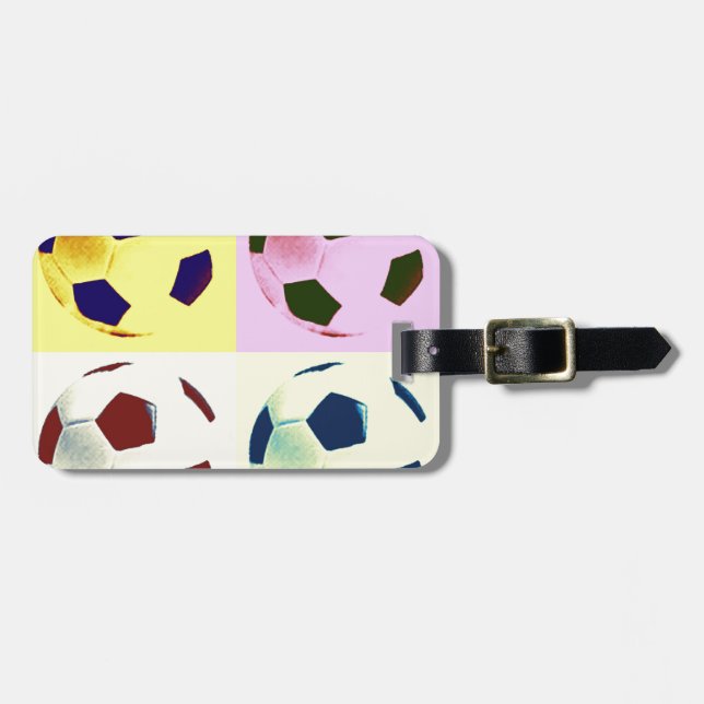Pop Art Soccer Balls Luggage Tag (Front Horizontal)