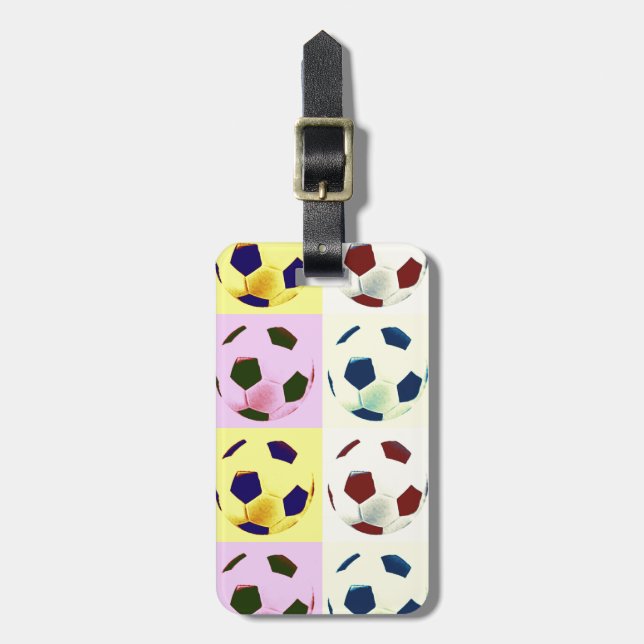 Pop Art Soccer Balls Travel Bag Tag (Front Vertical)