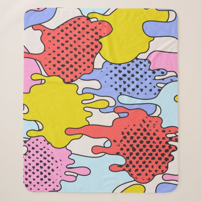 Pop Art Splatter: Comic Drama Sherpa Blanket (Front)