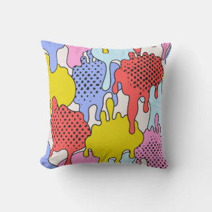 Pop Art Splatter: Comic Drama Throw Pillow