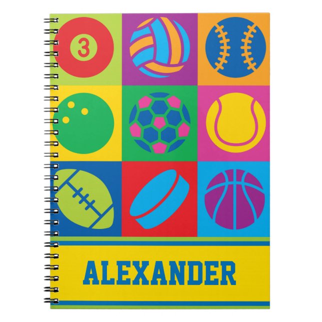 Pop Art Sports Balls Notebook (Front)