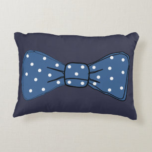 Pop Art Spotty Blue Bow Tie Accent Pillow