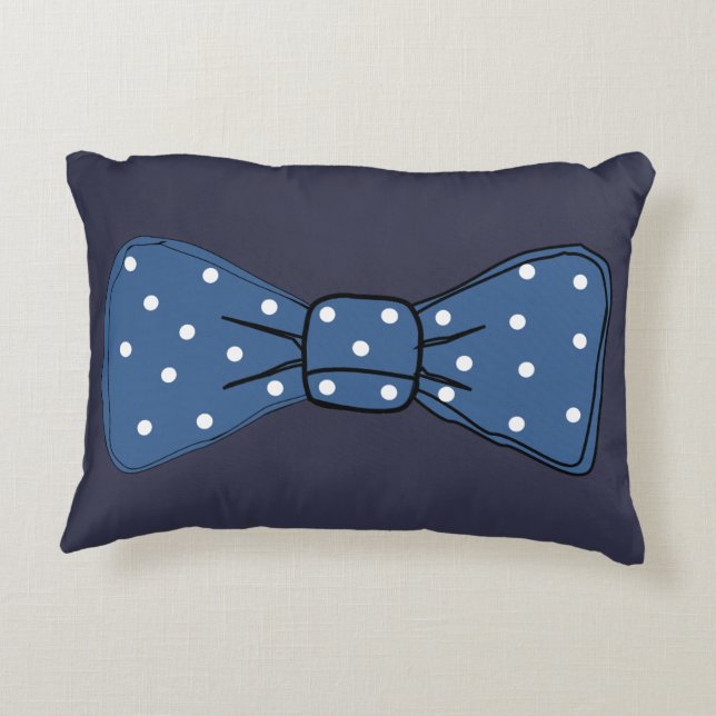 Pop Art Spotty Blue Bow Tie Accent Pillow (Back)
