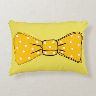 Pop Art Spotty Yellow Bow Tie Accent Pillow