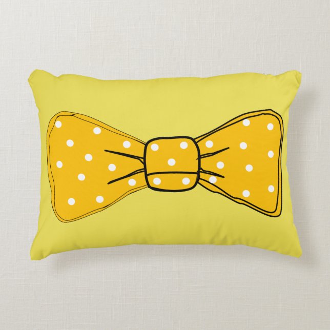 Pop Art Spotty Yellow Bow Tie Accent Pillow (Front)