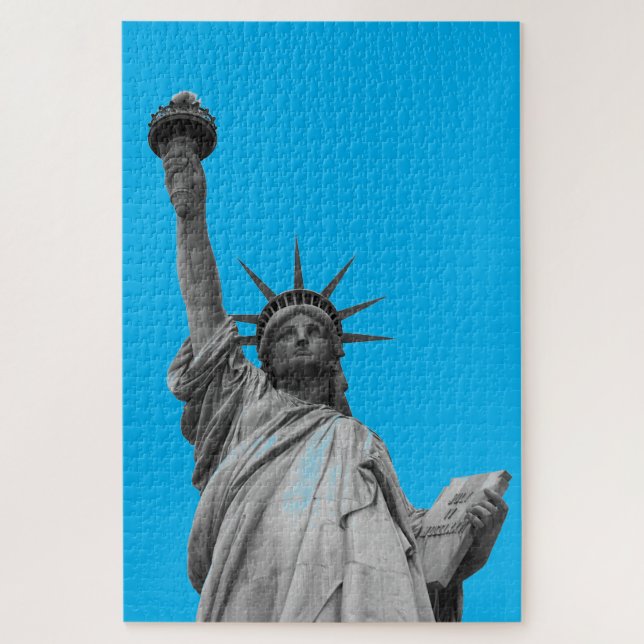 Pop Art Statue of Liberty Blue Grey New York Jigsaw Puzzle (Vertical)